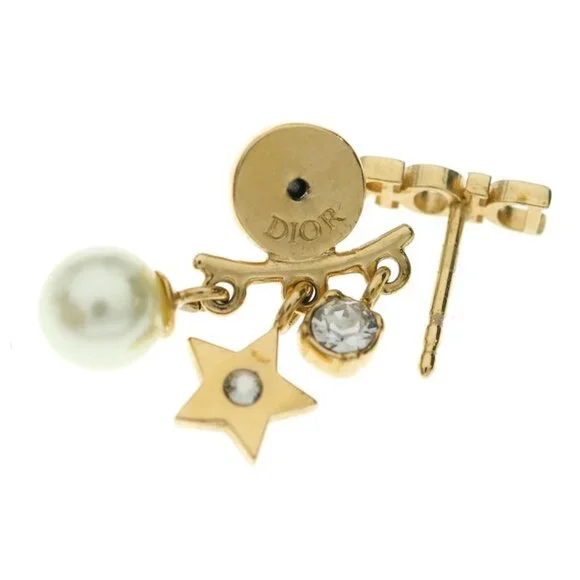 Dior Logo Faux Pearl Earrings Gold - Picture 5 of 6